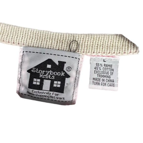 Storybrook Knits Pink V Neck Polka Dot Ramie Cotton Blend Cardigan Large - Picture 3 of 8